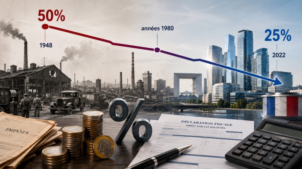 Comment la France a taxé ses entreprises depuis 1945 : histoire d&rsquo;un taux en mutation